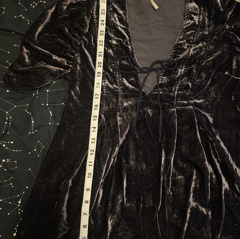 Free People Adelle Velvet Tunic Babydoll Dress Blue Size XS - Picture 8 of 10